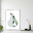 Geometric Fruit Poster of Pear in Sage green