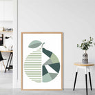 Geometric Fruit Poster of an Orange in Sage green