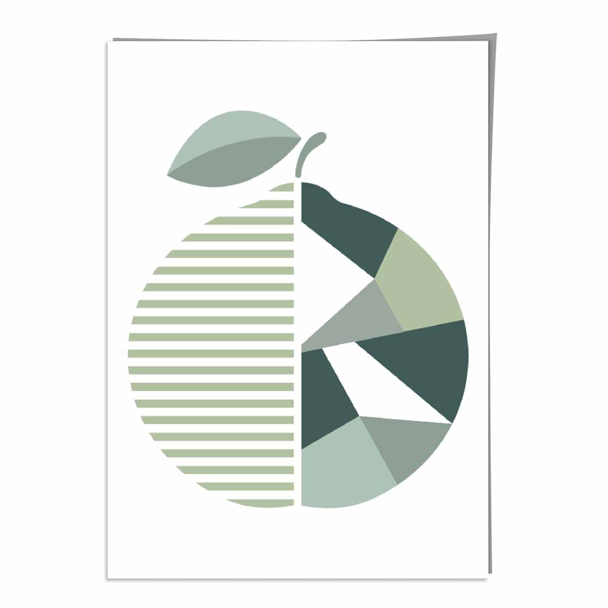 Geometric Fruit Poster of an Orange in Sage green