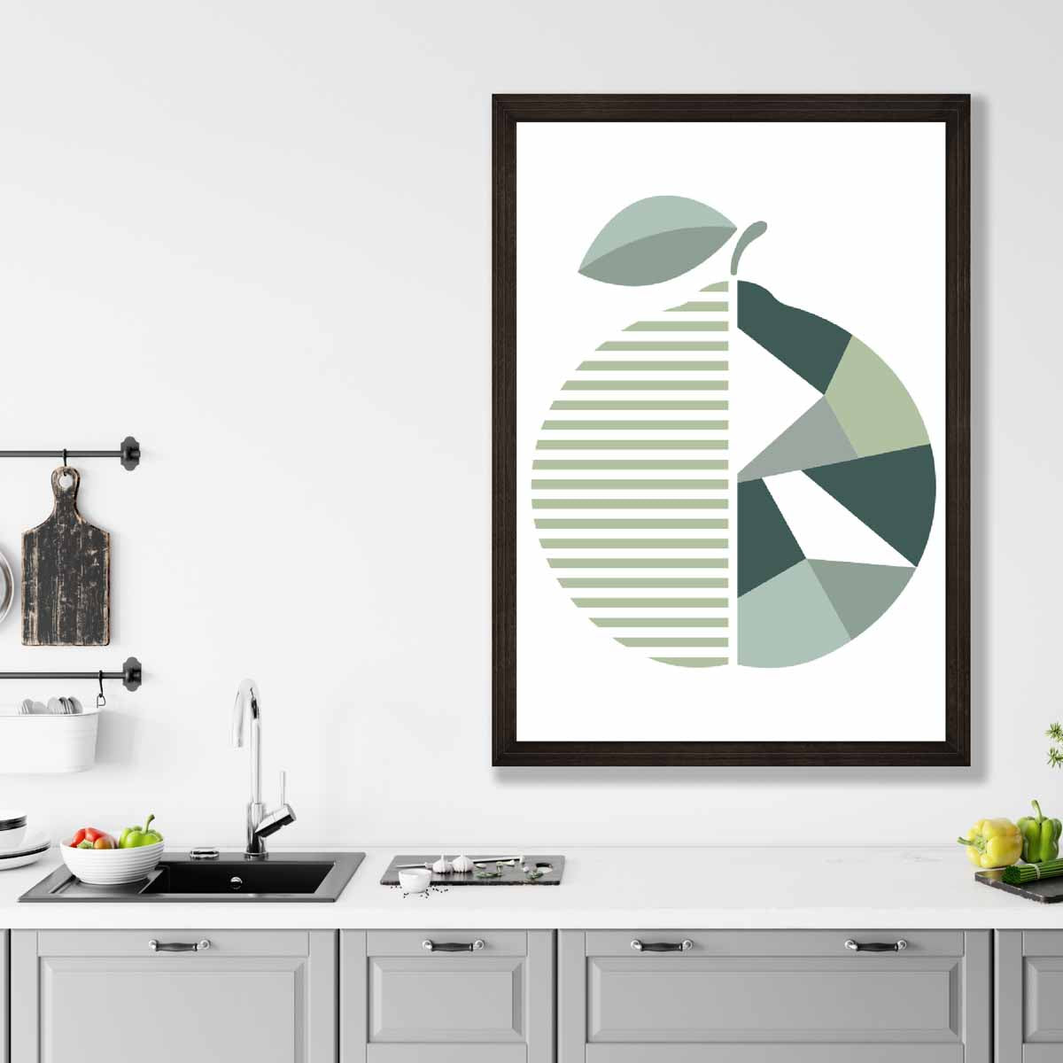 Geometric Fruit Poster of an Orange in Sage green