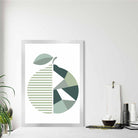 Geometric Fruit Poster of an Orange in Sage green
