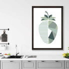 Geometric Fruit Poster of Strawberry in Sage green