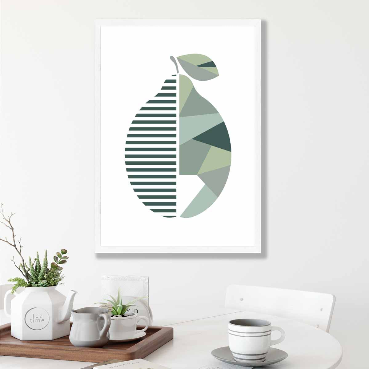 Geometric Fruit Poster of a Lemon in Sage green