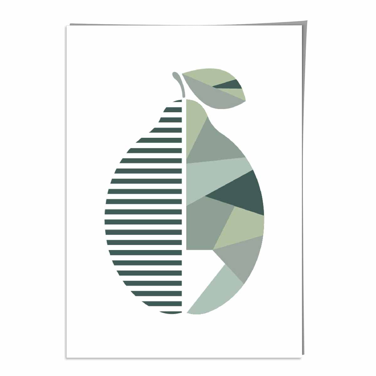 Geometric Fruit Poster of a Lemon in Sage green