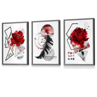 Flower Market Prints in Green, FRAMED Set of 3 with Flowers of London, Edinburgh, Dublin | Artze Wall Art UK