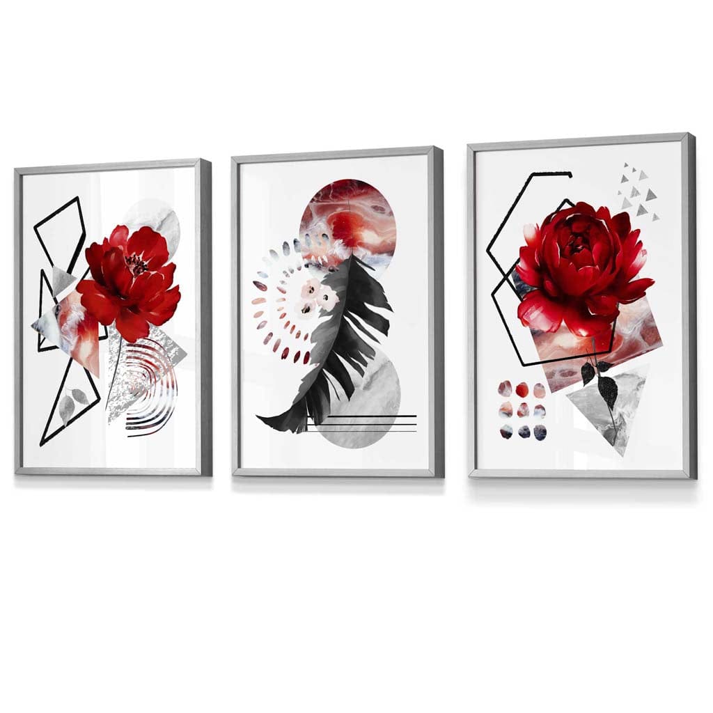 Flower Market Prints in Green, FRAMED Set of 3 with Flowers of London, Edinburgh, Dublin | Artze Wall Art UK