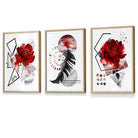 Flower Market Prints in Green, FRAMED Set of 3 with Flowers of London, Edinburgh, Dublin | Artze Wall Art UK
