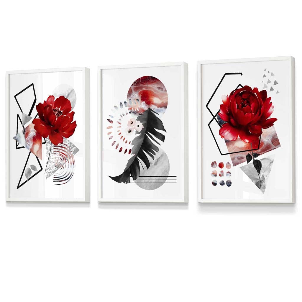 Flower Market Prints in Green, FRAMED Set of 3 with Flowers of London, Edinburgh, Dublin | Artze Wall Art UK