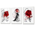 Flower Market Prints in Green, FRAMED Set of 3 with Flowers of London, Edinburgh, Dublin | Artze Wall Art UK
