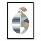 Geometric Fruit Poster of Lemon in Sage green Blue Yellow
