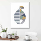 Geometric Fruit Poster of Lemon in Sage green Blue Yellow
