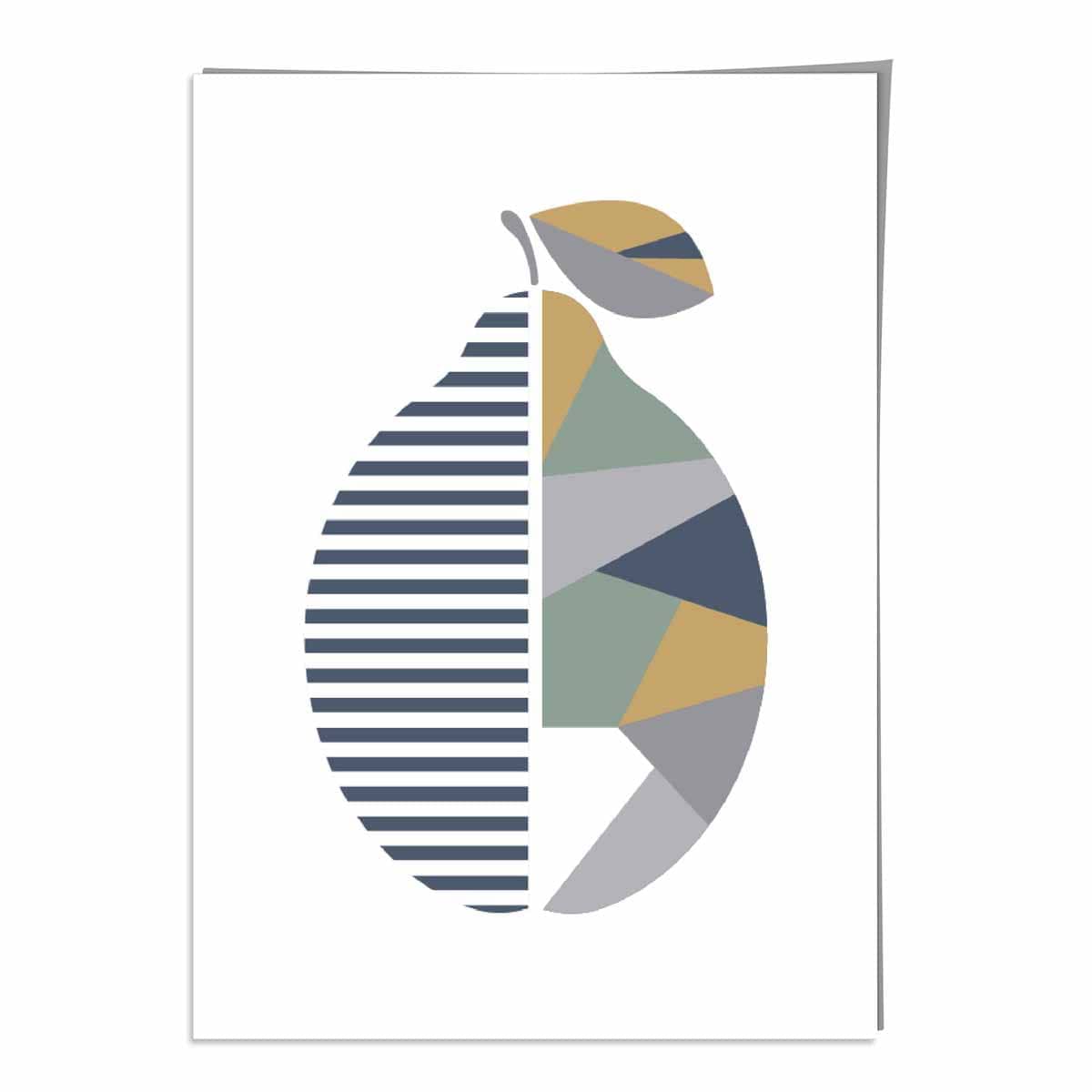 Geometric Fruit Poster of Lemon in Sage green Blue Yellow