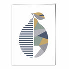Geometric Fruit Poster of Lemon in Sage green Blue Yellow