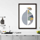 Geometric Fruit Poster of Lemon in Sage green Blue Yellow