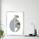 Geometric Fruit Poster of Lemon in Sage green Blue Yellow