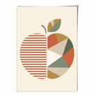 Geometric Fruit Poster of an Apple in Green Orange Yellow