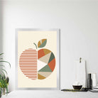 Geometric Fruit Poster of an Apple in Green Orange Yellow