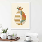 Geometric Fruit Poster of a Pineapple in Green Orange Yellow