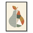 Geometric Fruit Poster of Pear in Green Orange Yellow
