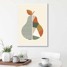 Geometric Fruit Poster of Pear in Green Orange Yellow
