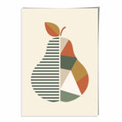 Geometric Fruit Poster of Pear in Green Orange Yellow