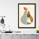 Geometric Fruit Poster of Pear in Green Orange Yellow