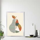 Geometric Fruit Poster of Pear in Green Orange Yellow