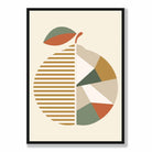 Geometric Fruit Poster of an Orange in Green Orange Yellow