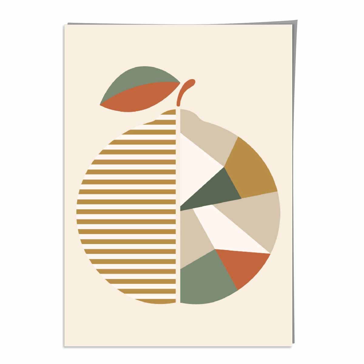 Geometric Fruit Poster of an Orange in Green Orange Yellow
