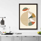 Geometric Fruit Poster of an Orange in Green Orange Yellow