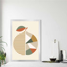 Geometric Fruit Poster of an Orange in Green Orange Yellow