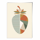 Geometric Fruit Poster of a Strawberry in Green Orange Yellow