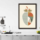 Geometric Fruit Poster of a Strawberry in Green Orange Yellow