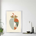 Geometric Fruit Poster of a Strawberry in Green Orange Yellow