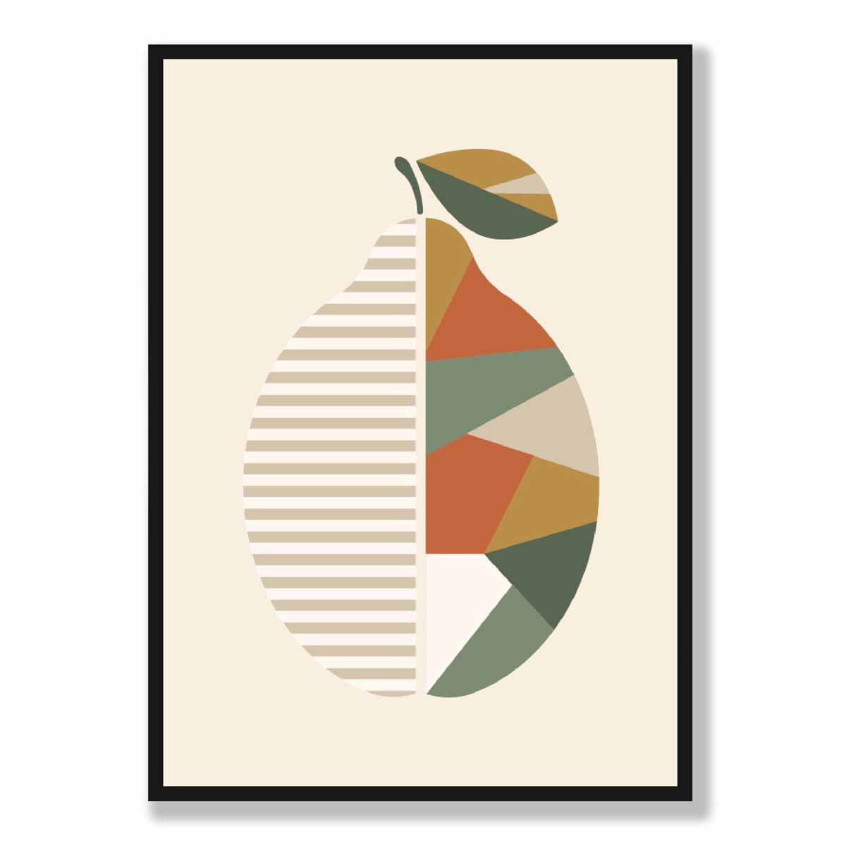 Geometric Fruit Poster of a Lemon in Green Orange Yellow
