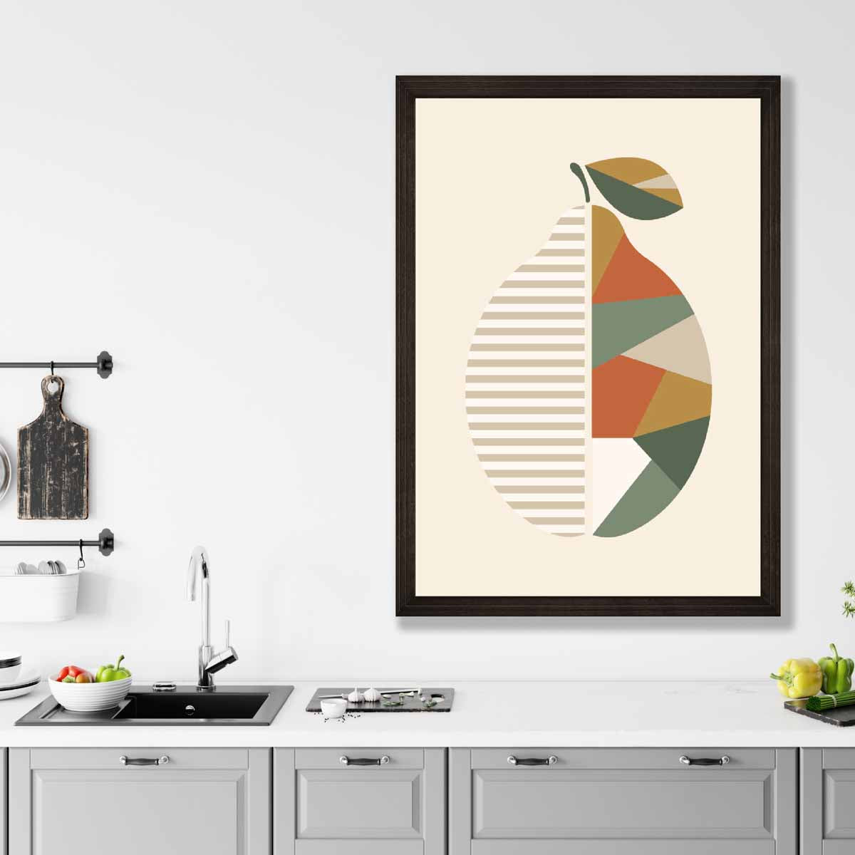 Geometric Fruit Poster of a Lemon in Green Orange Yellow