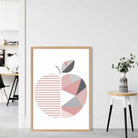 Geometric Fruit Poster of Apple in Blush Pink and Grey