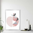 Geometric Fruit Poster of Apple in Blush Pink and Grey