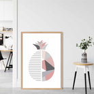 Geometric Fruit Poster of a Pineapple in Blush Pink and Grey