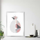 Geometric Fruit Poster of a Pineapple in Blush Pink and Grey