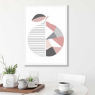 Geometric Fruit Poster of an Orange in Blush Pink Grey