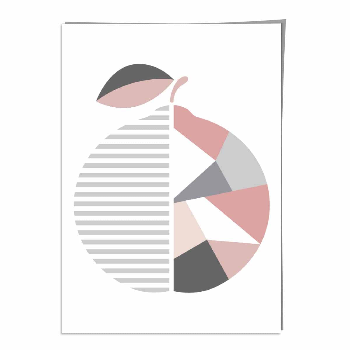 Geometric Fruit Poster of an Orange in Blush Pink Grey