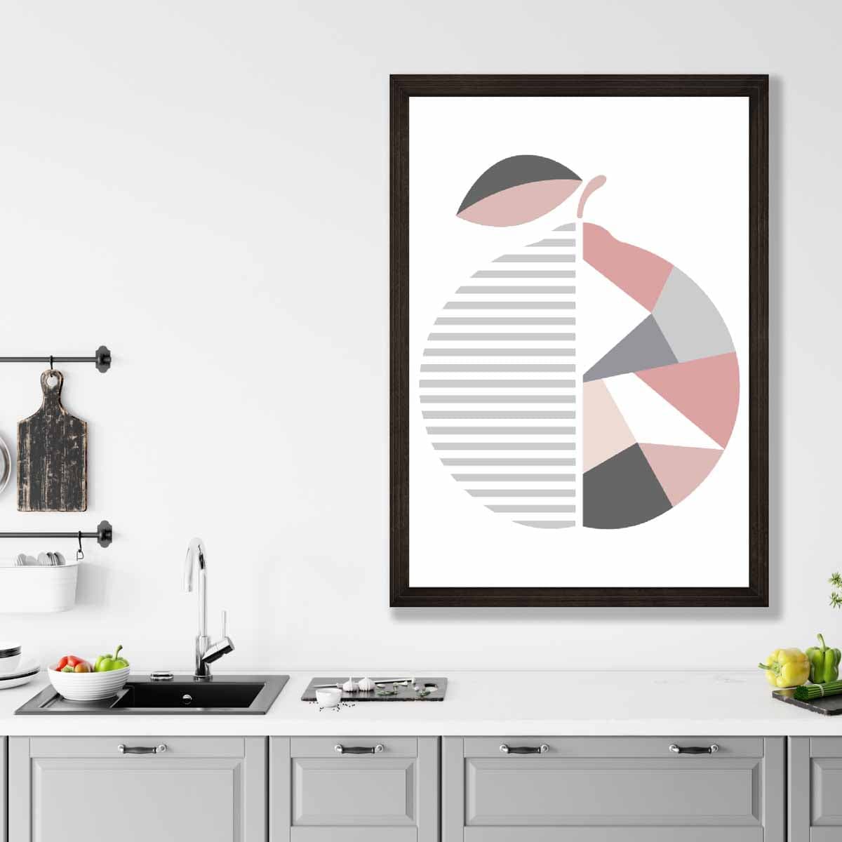 Geometric Fruit Poster of an Orange in Blush Pink Grey