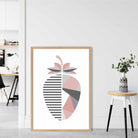 Geometric Fruit Poster of a Strawberry in Blush Pink and Grey