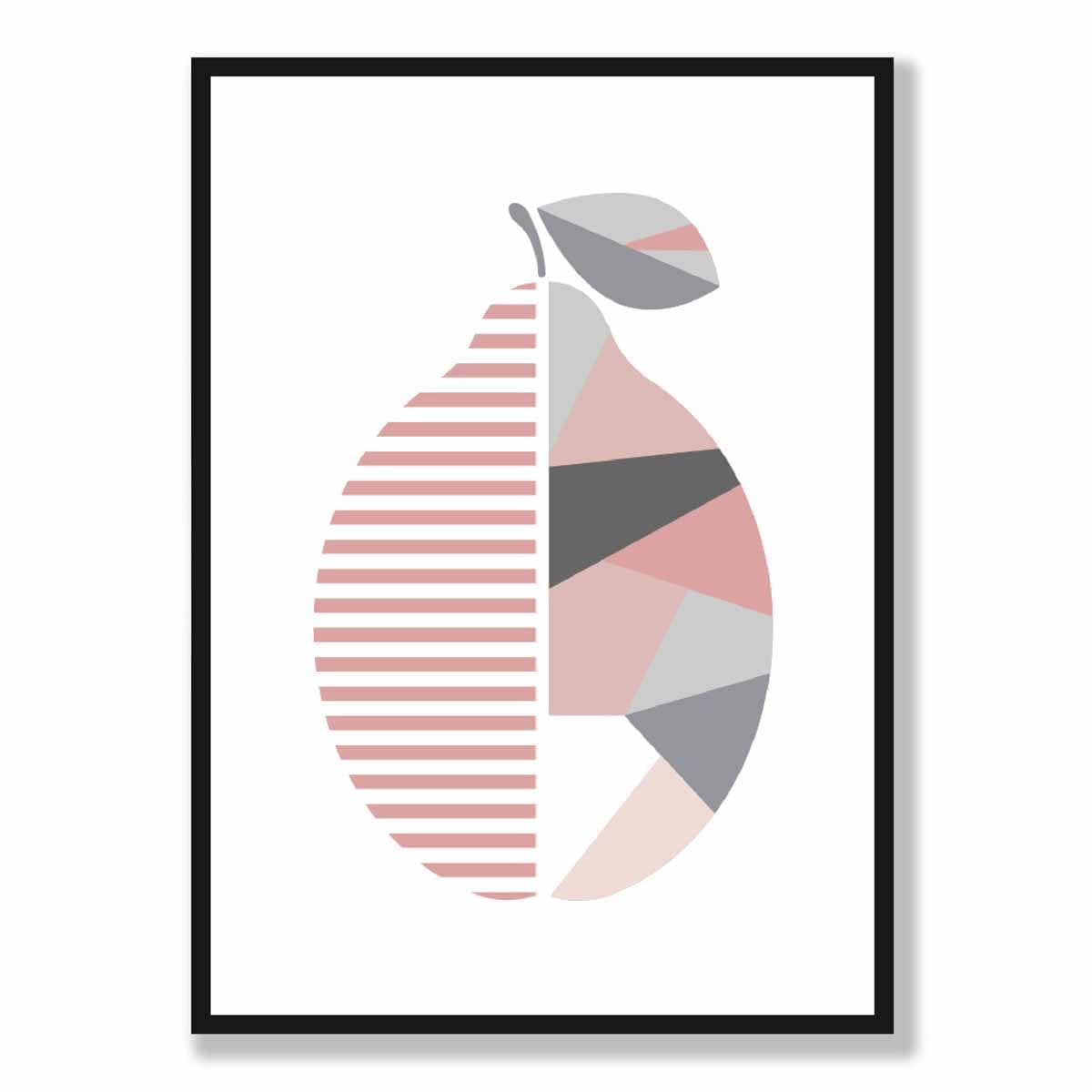 Geometric Fruit Poster of a Lemon in Blush Pink Grey