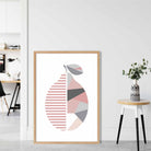 Geometric Fruit Poster of a Lemon in Blush Pink Grey