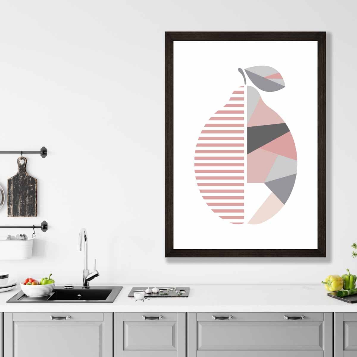 Geometric Fruit Poster of a Lemon in Blush Pink Grey