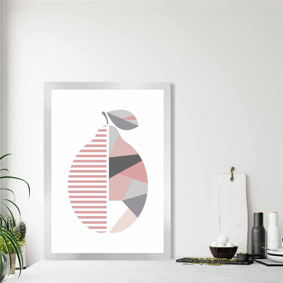 Geometric Fruit Poster of a Lemon in Blush Pink Grey