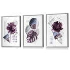Abstract Purple and Silver Grey Floral Framed Wall Art Prints | Artze Wall Art UK