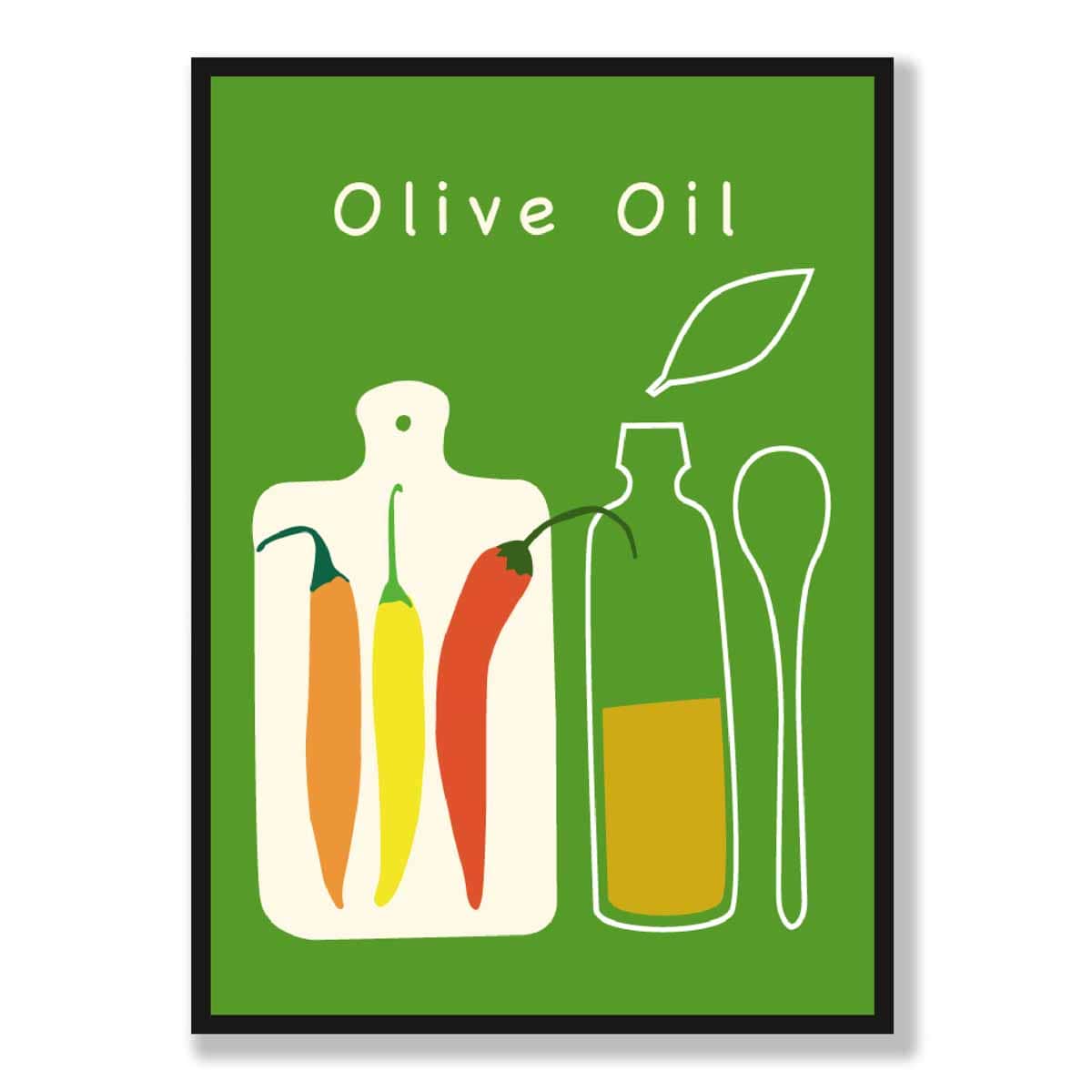 Kitchen Poster Quote Olive Oil in Green